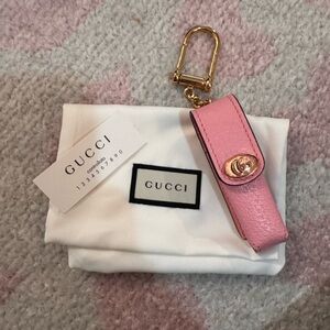 Gucci Pink and Gold Lipstick Holder